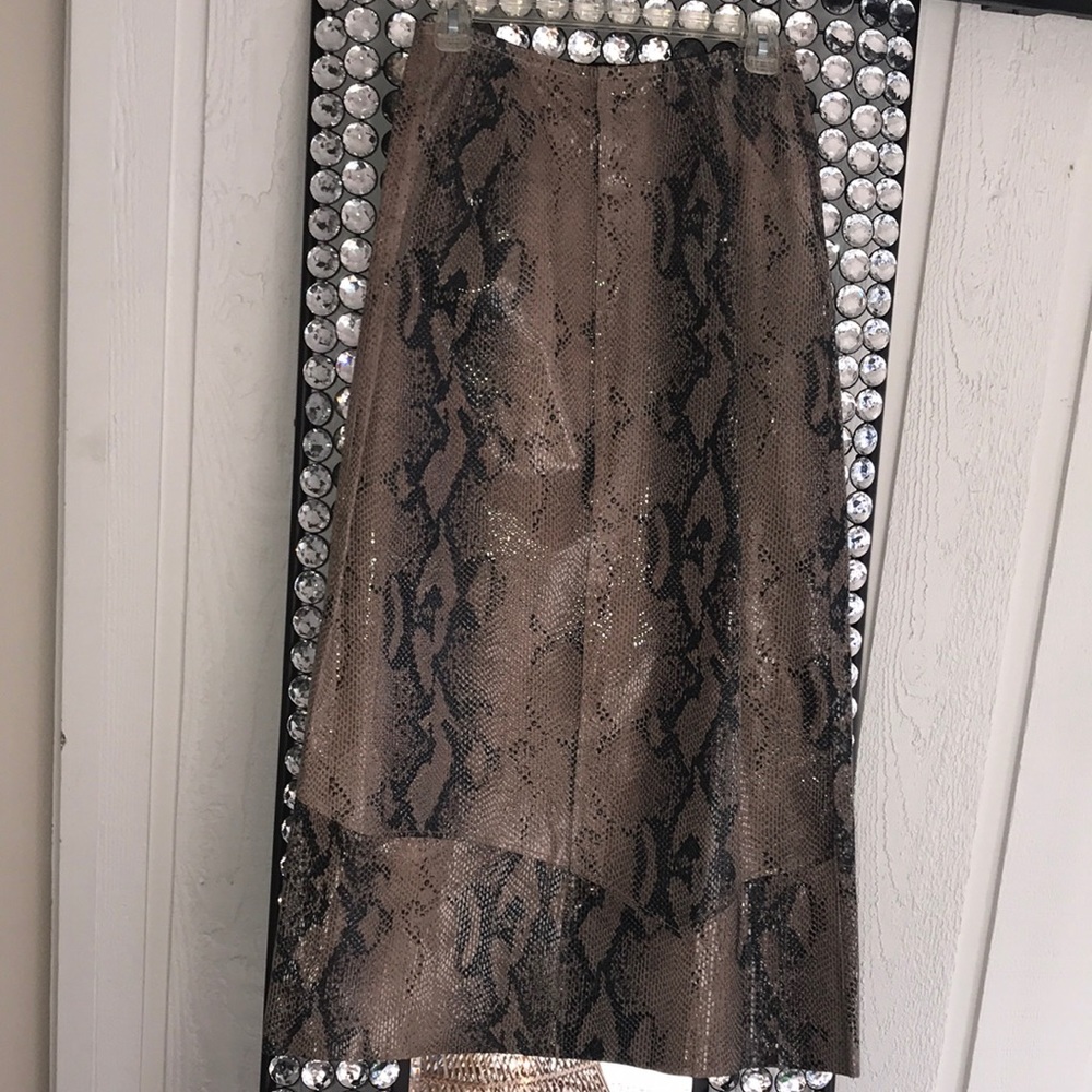 Newport News Brown Snakeskin Midi Skirt